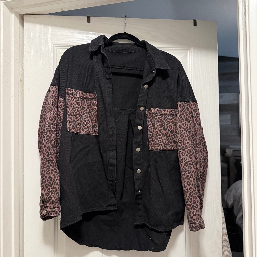 Leopard print shirt jacket